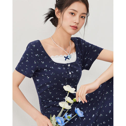 IEF/爱依服2025春夏 法式纯欲温柔小女人气质碎花显瘦连衣长裙B40373-X- 商品图2