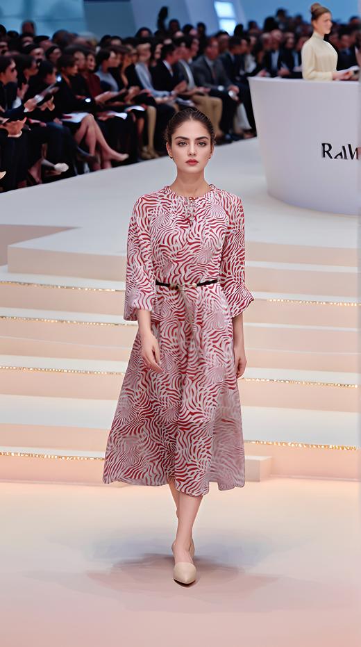 交叉小荷叶V领腰带长款连衣裙 商品图2