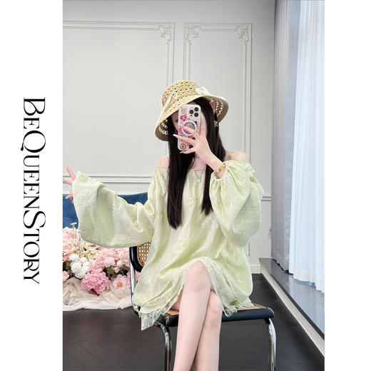 余潇潇【半夏青提】重工醋酸绣花上衣&拼接蕾丝蛋糕裙裤2025新款 商品图3