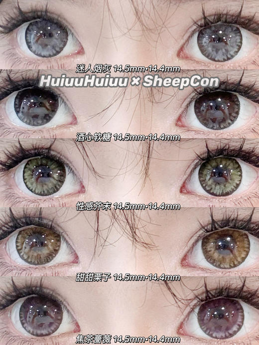 【大直径】Sheepcon-迷人烟灰/甜甜栗子/酒心软糖/焦茶蔷薇/性感芥末-14.5mm【年抛 0-1000度 含有525/575】 商品图0