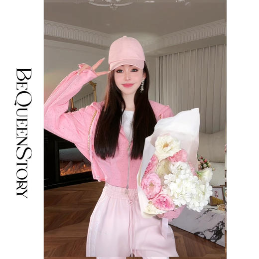 余潇潇【樱动初春】绣烫钻连帽短款外套时髦精致镂空2025春装新款 商品图3