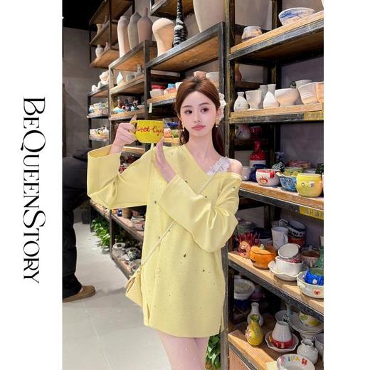 韩韩IU【柠檬花屿】2025春装新款时尚百搭柔软亲肤V领女式宽松卫衣 商品图0