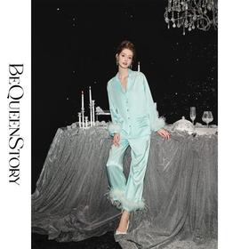 余潇潇【湖面清晨】100桑蚕丝19姆米亲肤宽松开衫睡衣套装2025新款