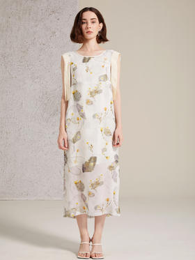 火山雏菊印花飘带连衣裙（偏大，卡码拍小）