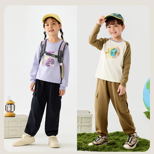 迷你巴拉男女童裤子2025春新品儿童时尚户外工装裤直筒裤 商品图2