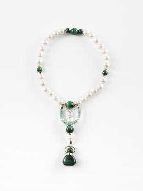 MELI&MOLI |孔雀石迷你福袋吊坠孔雀石圆珠点缀珍珠压襟—五行之木