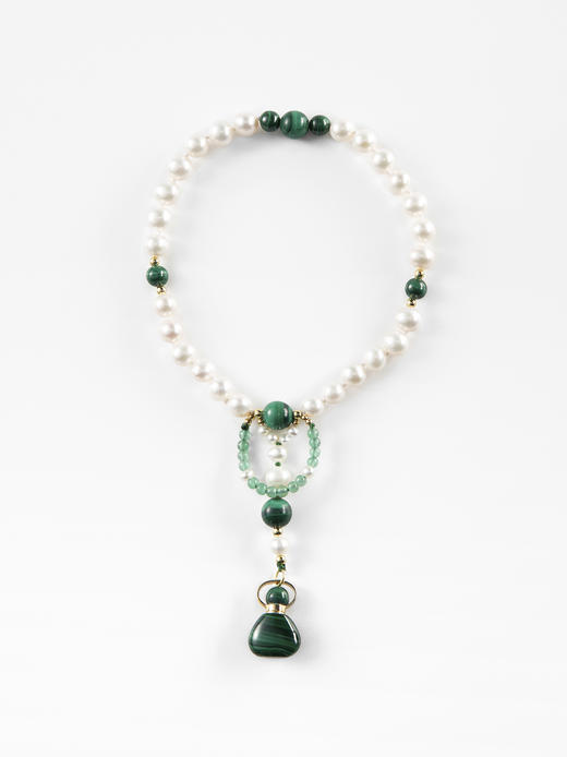 MELI&MOLI |孔雀石迷你福袋吊坠孔雀石圆珠点缀珍珠压襟—五行之木 商品图0