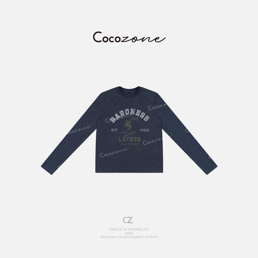 COCO ZONE 刘一一 25新款撞色字母图案圆领长袖T恤CD2A0371 商品图2