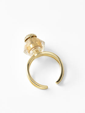 MELI&MOLI |天然水晶切角碟环均码925银镶石香薰戒指—五行之金