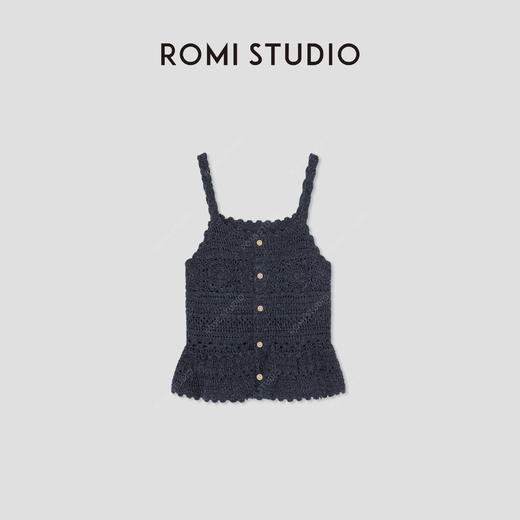 ROMI STUDIO“法式松弛”100%棉镂空花纹喇叭形吊带背心RW25SS70158 商品图3