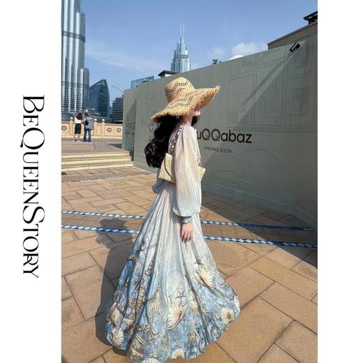 【孤品样衣，不退不换】【希腊海神】2025春装新款古典真丝双绉飘逸渐变V领连衣裙 商品图4