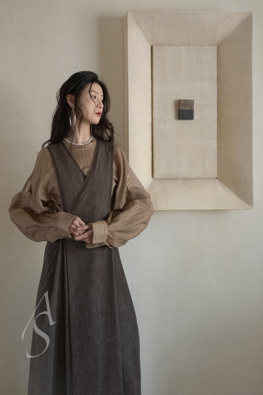 Phaedo  褐金色丝棉廓形背心裙 商品图0