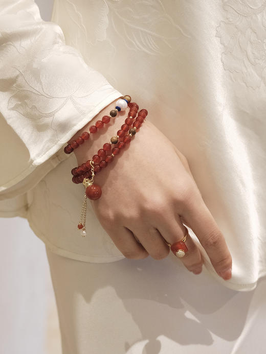 MELI&MOLI |红玛瑙迷你香薰瓶珍珠点缀红玛瑙圆珠手串—五行之火 商品图3