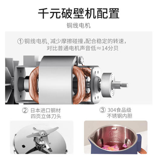 西屋（Westinghouse） 迷你小型豆浆机预约全自动1-2人家用破壁免滤破壁小型免滤破壁机 WFB-MN10E 商品图6