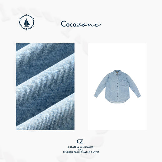 COCO ZONE【黑标系列】——松弛老钱风100%进口意大利带标牛仔衬衫ACD1A0450 商品图3