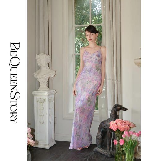 余潇潇【多瑙河花海】2025春装新款气质轻奢时尚气质人丝连衣裙套装 商品图3