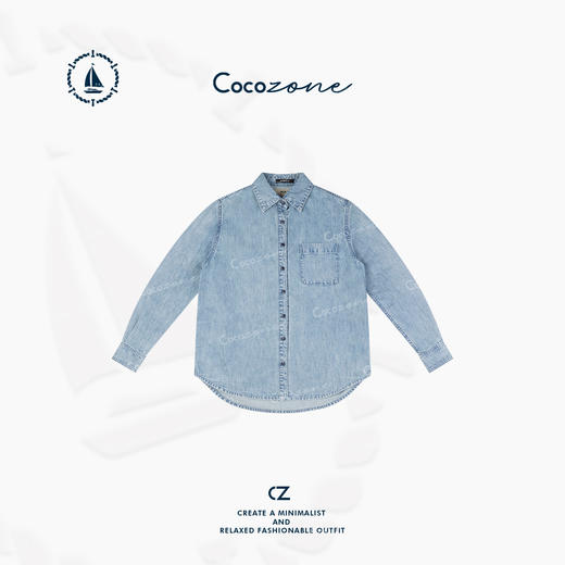 COCO ZONE【黑标系列】——松弛老钱风100%进口意大利带标牛仔衬衫ACD1A0450 商品图1