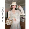 余潇潇【珍珠织梦】2025春装新款立体贴花绵羊毛马海毛混纺v领开衫 商品缩略图3