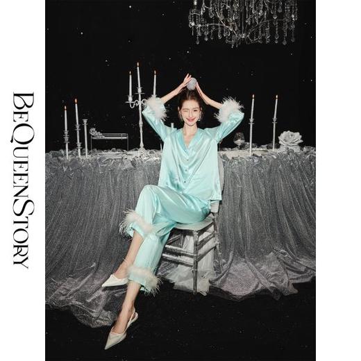 余潇潇【湖面清晨】100桑蚕丝19姆米亲肤宽松开衫睡衣套装2025新款 商品图4