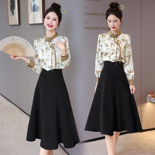 时尚复古盘扣优雅，收腰显瘦A字摆半裙百搭潮流两件套HR-SSQJRA685-6 商品图1