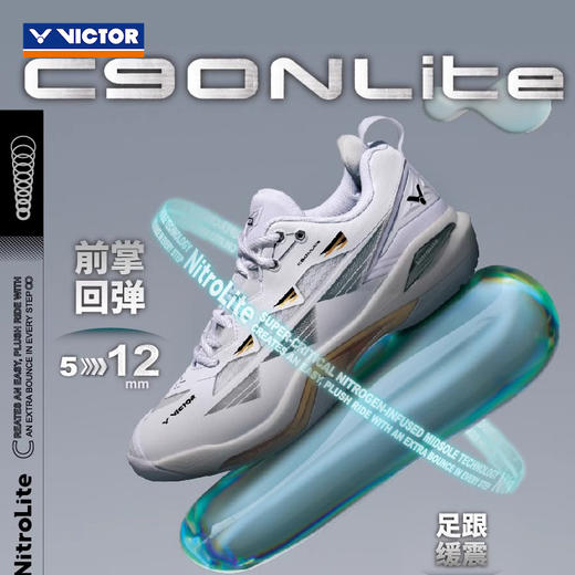 胜利威克多 男女同款 羽毛球鞋 白色/自由紫黑 C90NL 商品图1