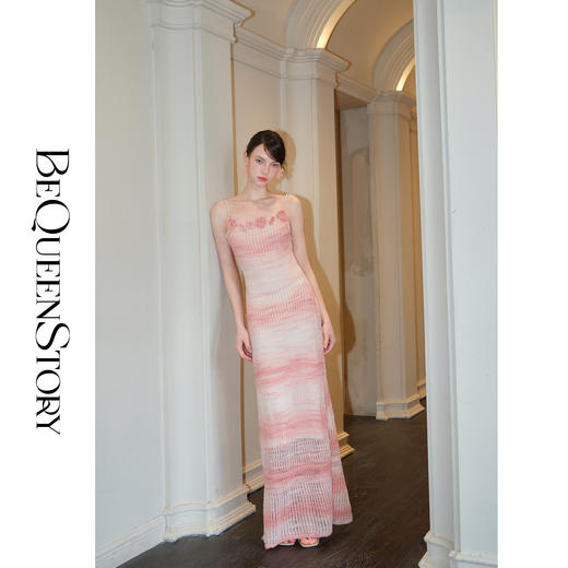 余潇潇【玫瑰晚霞】2025春装新款针织显瘦仙女时尚绵羊毛连衣裙套装 商品图3