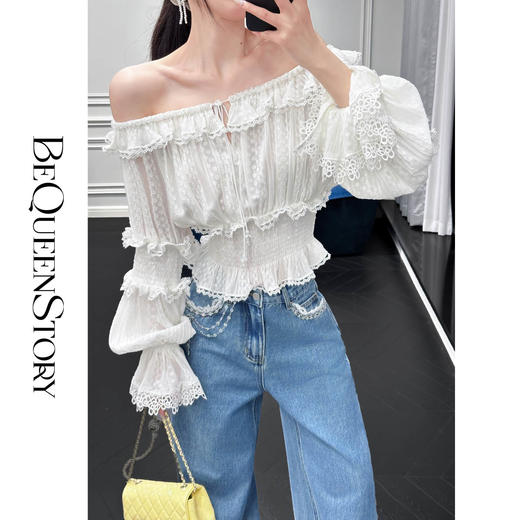 余潇潇【柔情海盐】2025春装新款重工花朵脚口渐变牛仔裤 商品图3