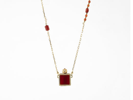 MELI&MOLI |红玛瑙月光宝盒吊坠随形珠+珍珠点缀项链—五行之火 商品图0