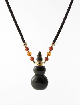 MELI&MOLI |黄金黑耀石扁葫芦吊坠彩宝珠点缀精编绳项链—五行之水