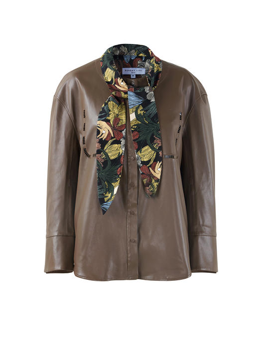 手语花飘带环保素皮外套 商品图1