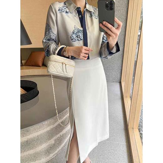 顺丰包邮洛诗琳13519春夏新款气质开衩A字通勤半身裙女0703 商品图4