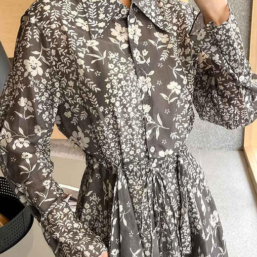 顺丰包邮洛诗琳13702春季优雅连衣裙2025新款设计感印花衬衫裙887 商品图4