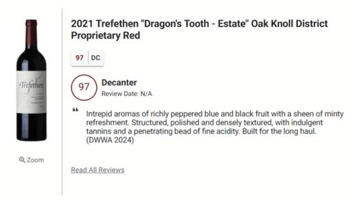 里弗森酒庄龙齿干红 2021 Trefethen Family Vineyards Dragon's Tooth 商品图1