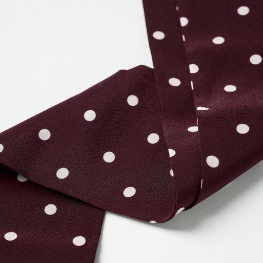 ROMI STUDIO“法式优雅”100%桑蚕丝红白波点系脖发带飘带 436D6105 商品图2