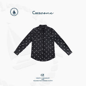 COCO ZONE【黑标系列】 松弛老钱风波点撞色衬衫CD2A0524