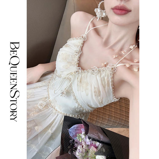 余潇潇【西域女神】金丝绣花吊带收腰连衣裙精致轻奢2025春装新款 商品图3