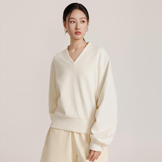 weyo女春季新款时尚宽松版型V领廓形休闲卫衣880027 商品图0