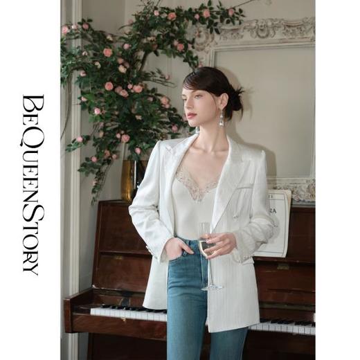 余潇潇【欲望都市】2025春装新款轻奢气质时尚醋酸枪驳领西装外套 商品图4