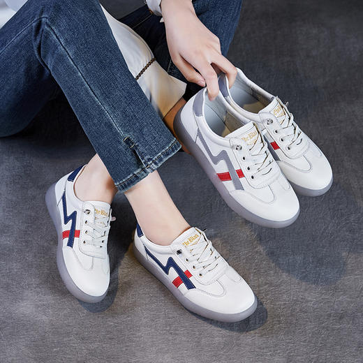 真皮德训小白鞋，牛筋软底牛皮休闲板鞋 ZM258287 商品图0