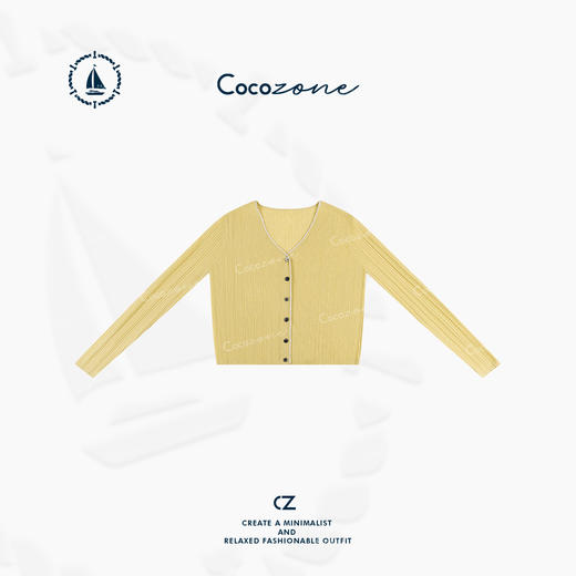 COCO ZONE 100绵羊毛早春撞色V领长袖针织开衫CD2A0182 商品图3