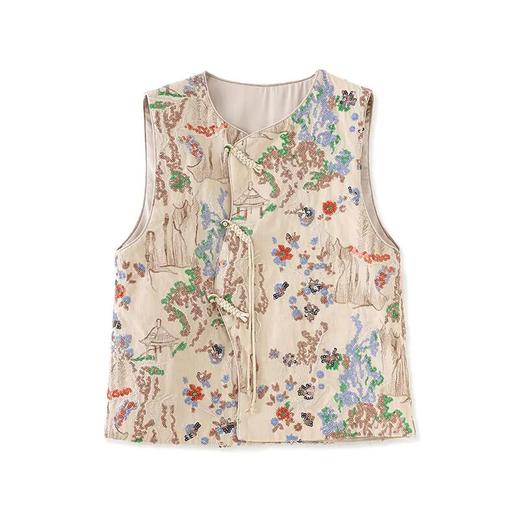 【高货wl】全新升级【铂金会员321/天猫429/差价108】(04504) 洛诗琳重工雅致国风新中式时尚气质亮片刺绣女马甲外套 商品图4