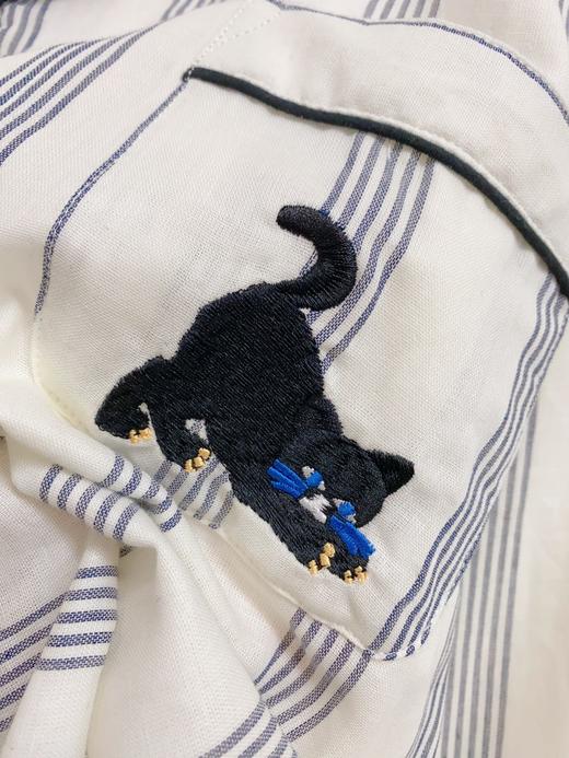 松植屋男款不负韶华竖条纹纱布睡衣套装100%纯棉面料全棉家居服 商品图3