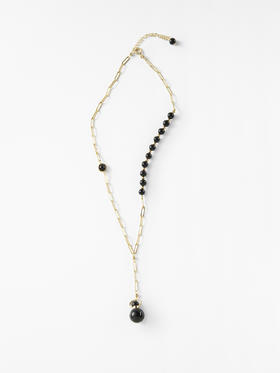 MELI&MOLI |黑耀石迷你圆球吊坠黑玛瑙圆珠串点缀项链—五行之水