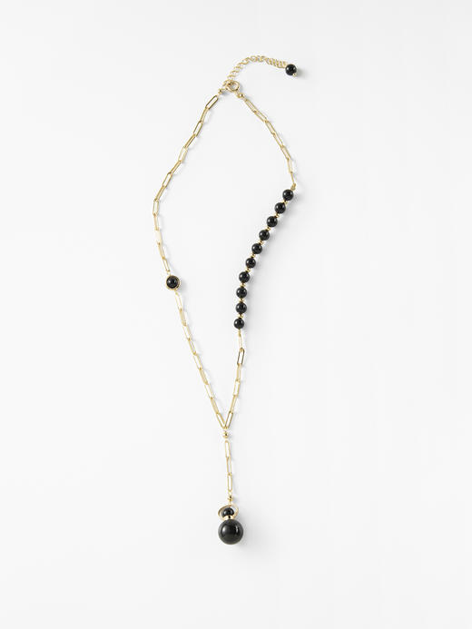 MELI&MOLI |黑耀石迷你圆球吊坠黑玛瑙圆珠串点缀项链—五行之水 商品图0