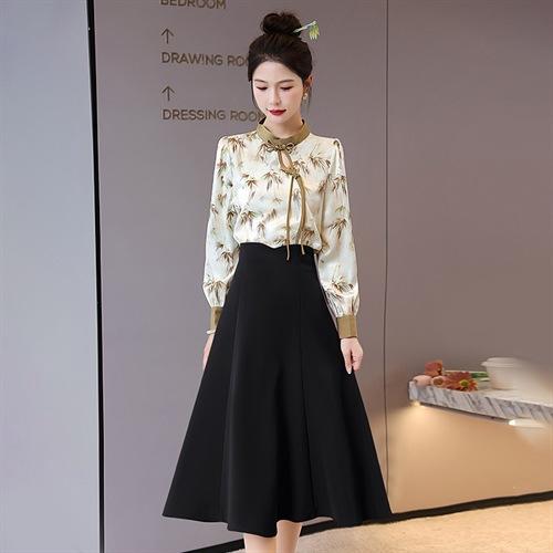 时尚复古盘扣优雅，收腰显瘦A字摆半裙百搭潮流两件套HR-SSQJRA685-6 商品图3