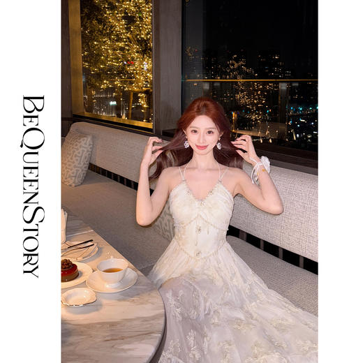 余潇潇【西域女神】金丝绣花吊带收腰连衣裙精致轻奢2025春装新款 商品图4