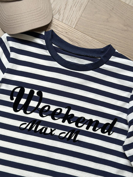 现货 THS-限时 max家 松弛衣橱感 极简风经典条纹字母长袖T恤 BH2567 商品图5