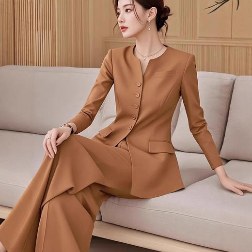 2025早秋干练气质冷淡系高级感长袖西装阔腿裤子两件套装 商品图0
