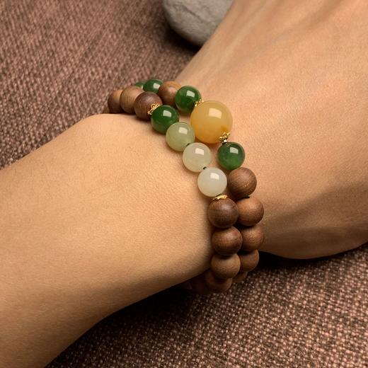 【青山精选】0.8*35颗 原创老山檀 黑肉搭配和田玉 y 商品图5