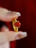 【敦煌朱颜醉南红戒指】s925银戒指 南红玛瑙 时尚女士饰品镀金椭圆蛋面配饰手饰 商品缩略图4
